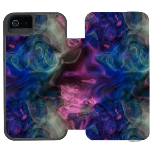ピンクとブルーの煙抽象芸術 INCIPIO iPhoneウォレットケース (フォリオ Open)