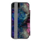 ピンクとブルーの煙抽象芸術 INCIPIO iPhoneウォレットケース (フォリオ裏面)