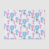 ピンクとブルーの熱気球かわいい動物 薄葉紙 (正面)