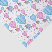 ピンクとブルーの熱気球かわいい動物 薄葉紙 (詳細)