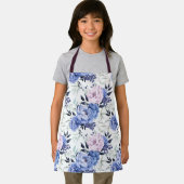 ピンクとブルーの牡丹フローラオールオーバープリントエプロン エプロン (インサイチュ)