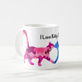 ピンクとブルーの猫のラブアコンテンポラリーート コーヒーマグカップ