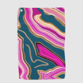 ピンクとブルーの瑪瑙パターン ゴルフタオル (正面)