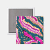 ピンクとブルーの瑪瑙パターン マグネット (正面/裏面)