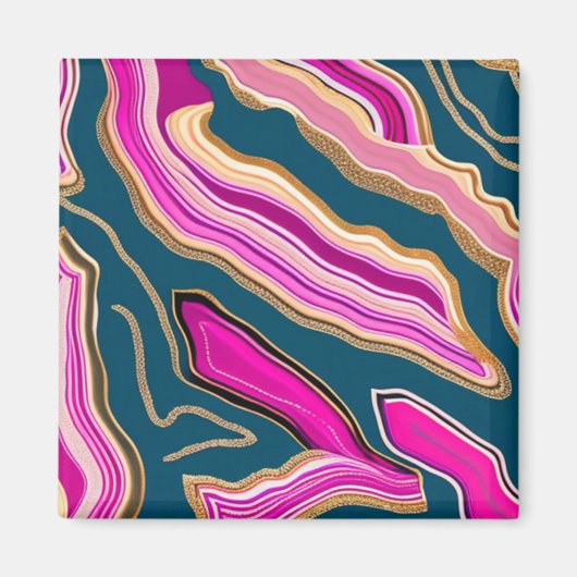 ピンクとブルーの瑪瑙パターン マグネット (正面)