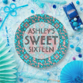 ピンクとブルーの甘い16誕生日パーティープレート ペーパープレート (パーティー)