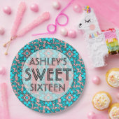 ピンクとブルーの甘い16誕生日パーティープレート ペーパープレート (パーティー)