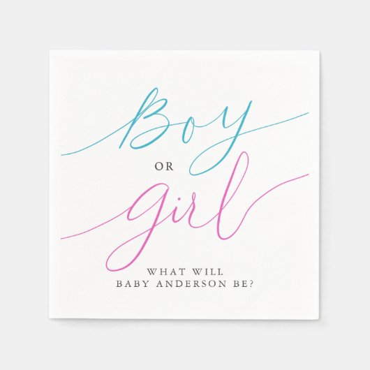 ピンクとブルーの男女の少年または少女がパーティーを明かす スタンダードカクテルナプキン (正面)