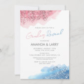 ピンクとブルーの疑似グリッター　性別発表 招待状 (正面)