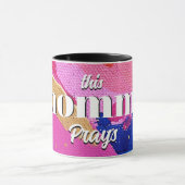 ピンクとブルーの祈モーマーの抽象芸術マグ マグカップ (中央)