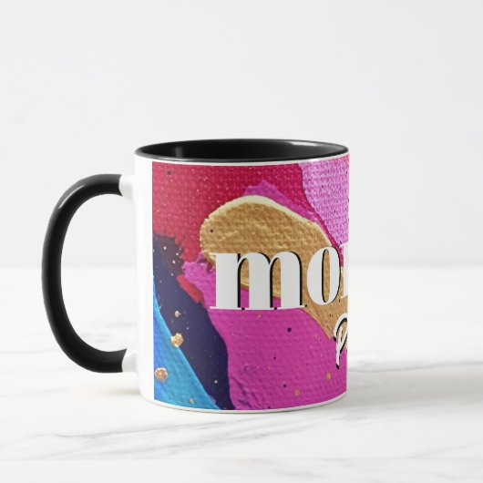ピンクとブルーの祈モーマーの抽象芸術マグ マグカップ (左)