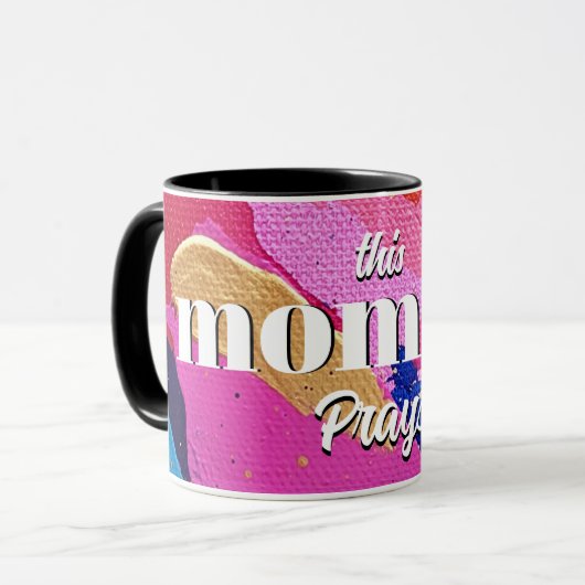 ピンクとブルーの祈モーマーの抽象芸術マグ マグカップ (正面左)