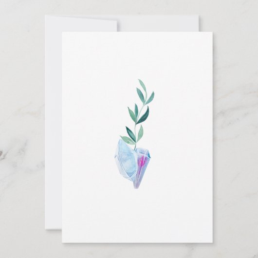 ピンクとブルーの神秘的な結晶の宝石ハンドスティング 招待状 (裏面)