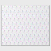 ピンクとブルーの結婚指輪のウェディングラッピングペーパー　シルバー＆ホワイト ラッピングペーパー (フラット)