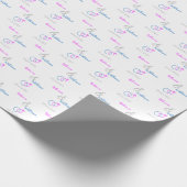 ピンクとブルーの結婚指輪 ウェディングリング ブライド グルーム シルバー＆ホワイト ラッピングペーパー (角)