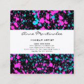 ピンクとブルーの絵を描（ばちゃばちゃ）跳ねるオンブラック  スクエア名刺 (裏面)