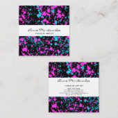 ピンクとブルーの絵を描（ばちゃばちゃ）跳ねるオンブラック  スクエア名刺 (正面/裏面)