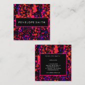 ピンクとブルーの絵を描（ばちゃばちゃ）跳ねる  スクエア名刺 (正面/裏面)