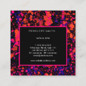 ピンクとブルーの絵を描（ばちゃばちゃ）跳ねる  スクエア名刺 (裏面)