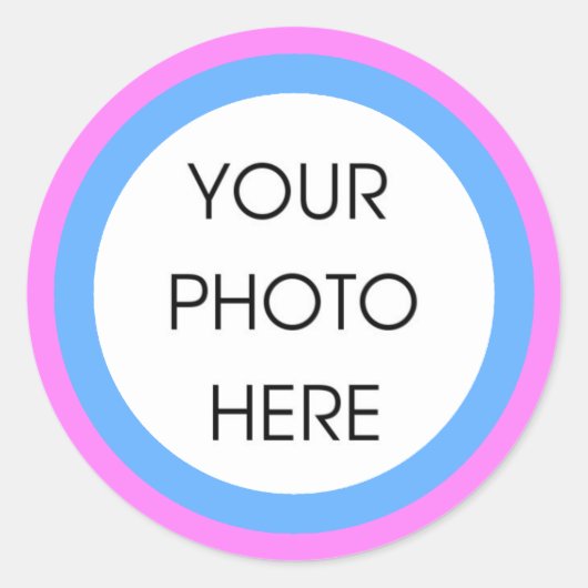 ピンクとブルーの縁どテンプレートシール ラウンドシール (正面)