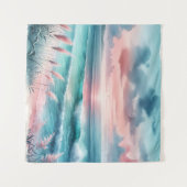 ピンクとブルーの美しい海 タペストリー (正面(横))