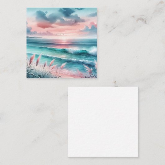ピンクとブルーの美しい海 ノートカード (正面/裏面)