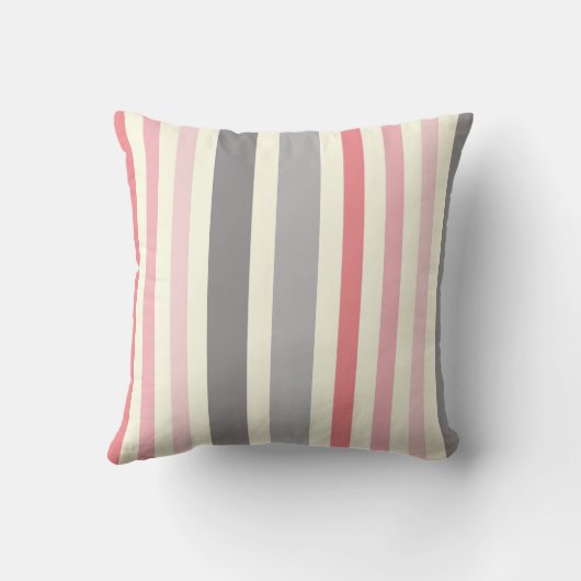 ピンクとブルーの花とストライプ花枕 クッション (裏面)