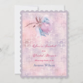 ピンクとブルーの花のウェディングシャワー 招待状 (正面)
