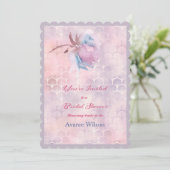 ピンクとブルーの花のウェディングシャワー 招待状 (スタンド正面)