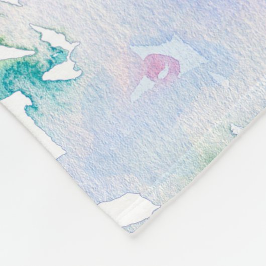 ピンクとブルーの花のコラージュ模様 フリースブランケット (角)