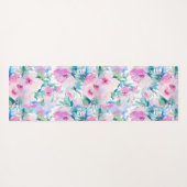 ピンクとブルーの花のコラージュ模様 ヨガマット (裏面(横))
