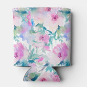 ピンクとブルーの花のコラージュ模様 缶クーラー (裏面)