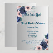 ピンクとブルーの花のブライダルシャワー招待状 セーブザデート (正面/裏面)