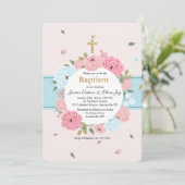 ピンクとブルーの花の招待状 招待状 (スタンド正面)