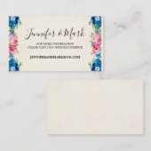 ピンクとブルーの花の枠ファンシーのサ結婚イト 名刺 (正面/裏面)