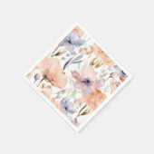 ピンクとブルーの花の水色 スタンダードカクテルナプキン (角)