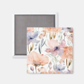 ピンクとブルーの花の水色 マグネット (正面/裏面)