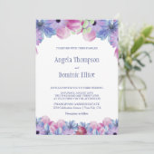 ピンクとブルーの花の結婚式 招待状 (スタンド正面)