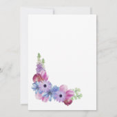 ピンクとブルーの花の結婚式 招待状 (裏面)