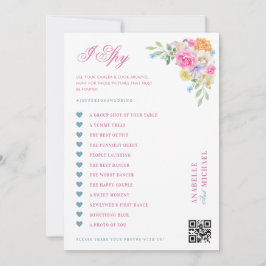 ピンクとブルーの花の結婚式 私探しゲーム カード