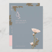 ピンクとブルーの花テーマ結婚式招待状 招待状 (正面/裏面)