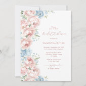 ピンクとブルーの花ブライダルシャワーへの招待 招待状 (正面)