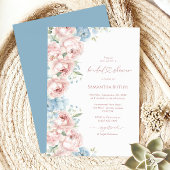 ピンクとブルーの花ブライダルシャワーへの招待 招待状