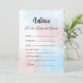 ピンクとブルーの花嫁と花婿のためのアドバイス 招待状 (スタンド正面)