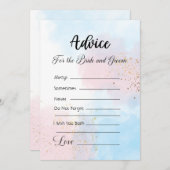 ピンクとブルーの花嫁と花婿のためのアドバイス 招待状 (正面/裏面)