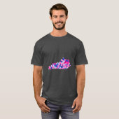 ピンクとブルーの花柄ケンタッキーオーバーサイズ Tシャツ (正面フル)