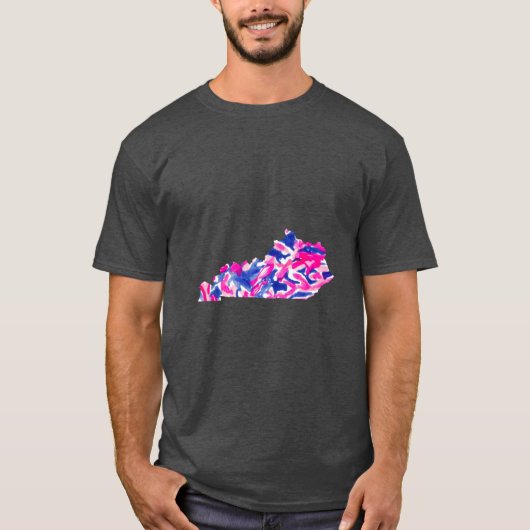 ピンクとブルーの花柄ケンタッキーオーバーサイズ Tシャツ (正面)