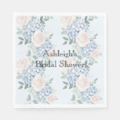 ピンクとブルーの花 ストライプの結婚前お披露目パーティー スタンダードランチョンナプキン (正面)