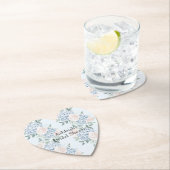 ピンクとブルーの花 ストライプの結婚前お披露目パーティー ペーパーコースター (インサイチュ)