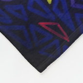 ピンクとブルーの花 フリースブランケット (角)